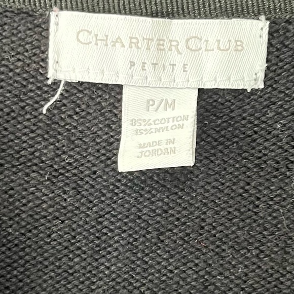 CHARTER CLUD- Black Knit comfy Black and Gold Sweater Size P/M - Picture 3 of 3